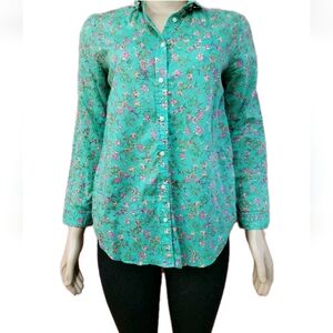 Holding Horses ~ Anthropologie Isla Button Up Top Blouse Size 2 Green Floral